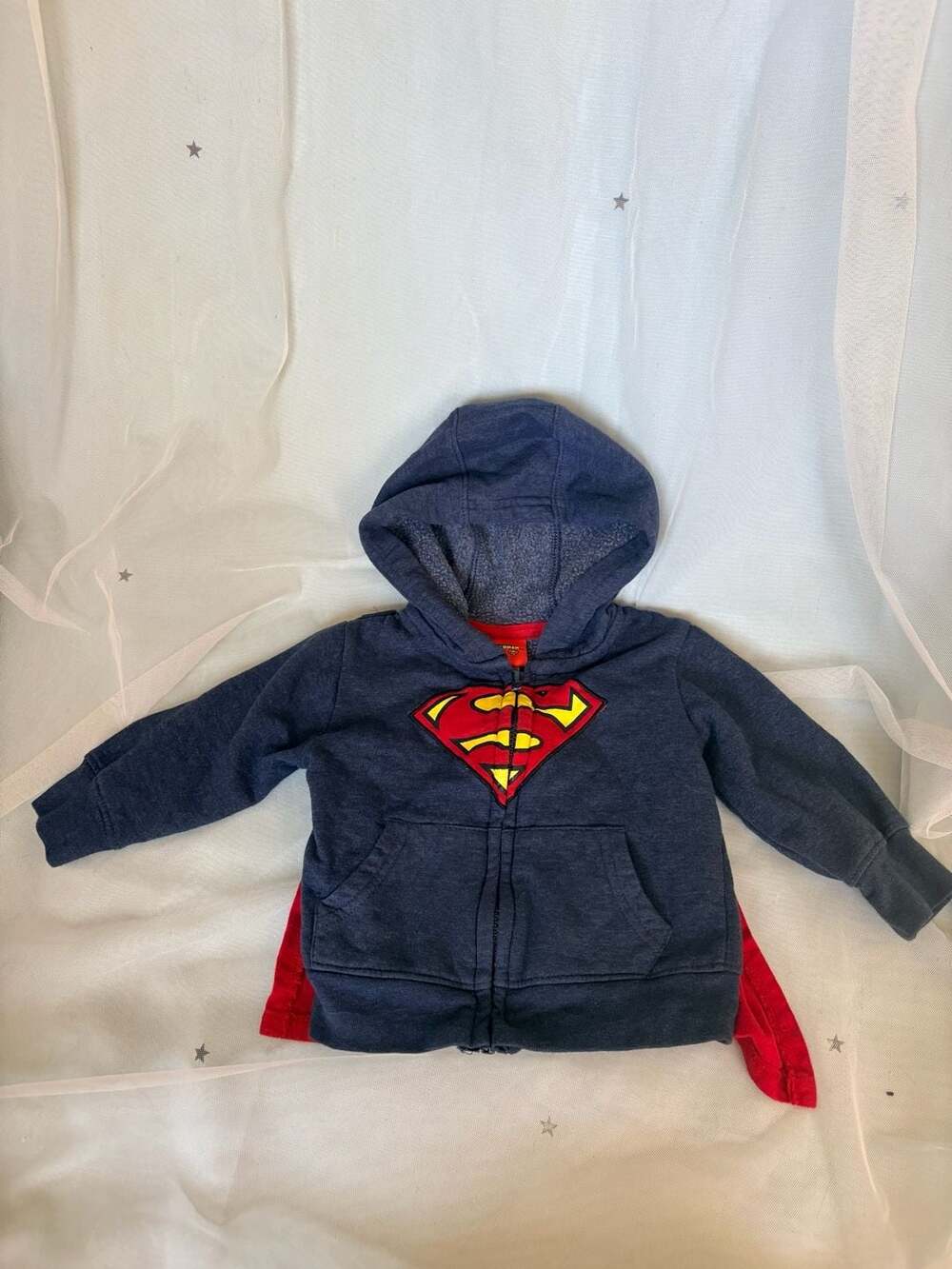 Superman Toddler Zip Up Fleece Hoodie With Detachable Cape Size 12M
